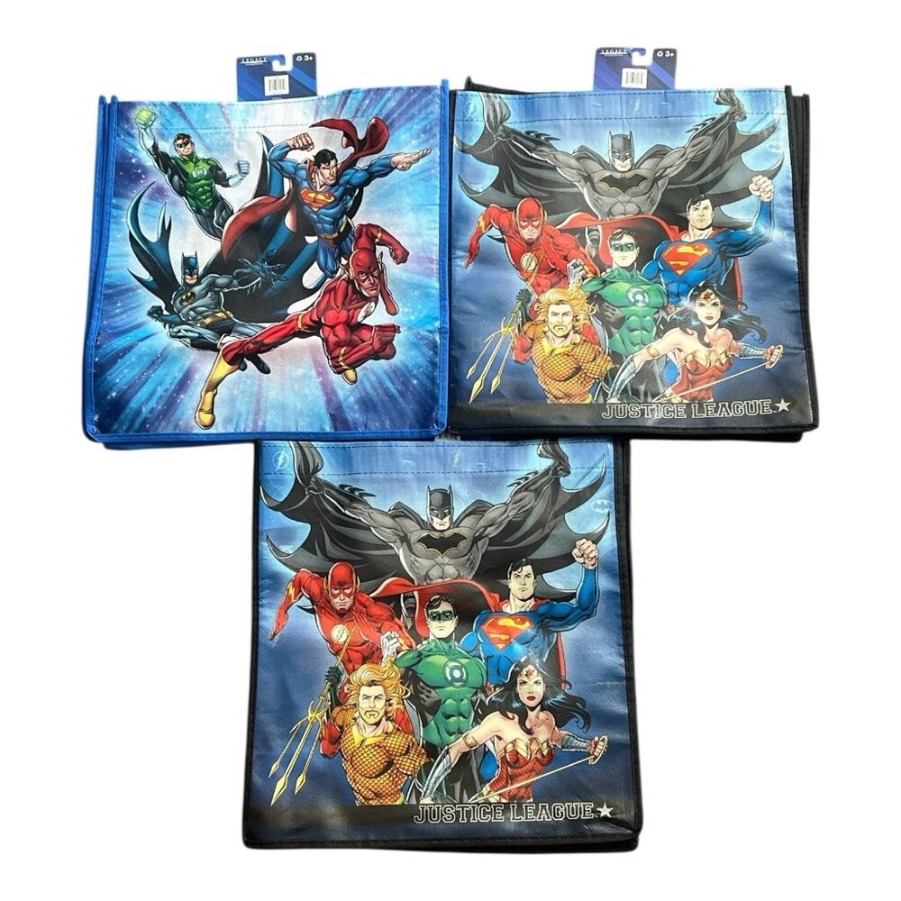 DC Comics Justice League Large Reusable Halloween Gift/Shopping Bag Lot of 3
